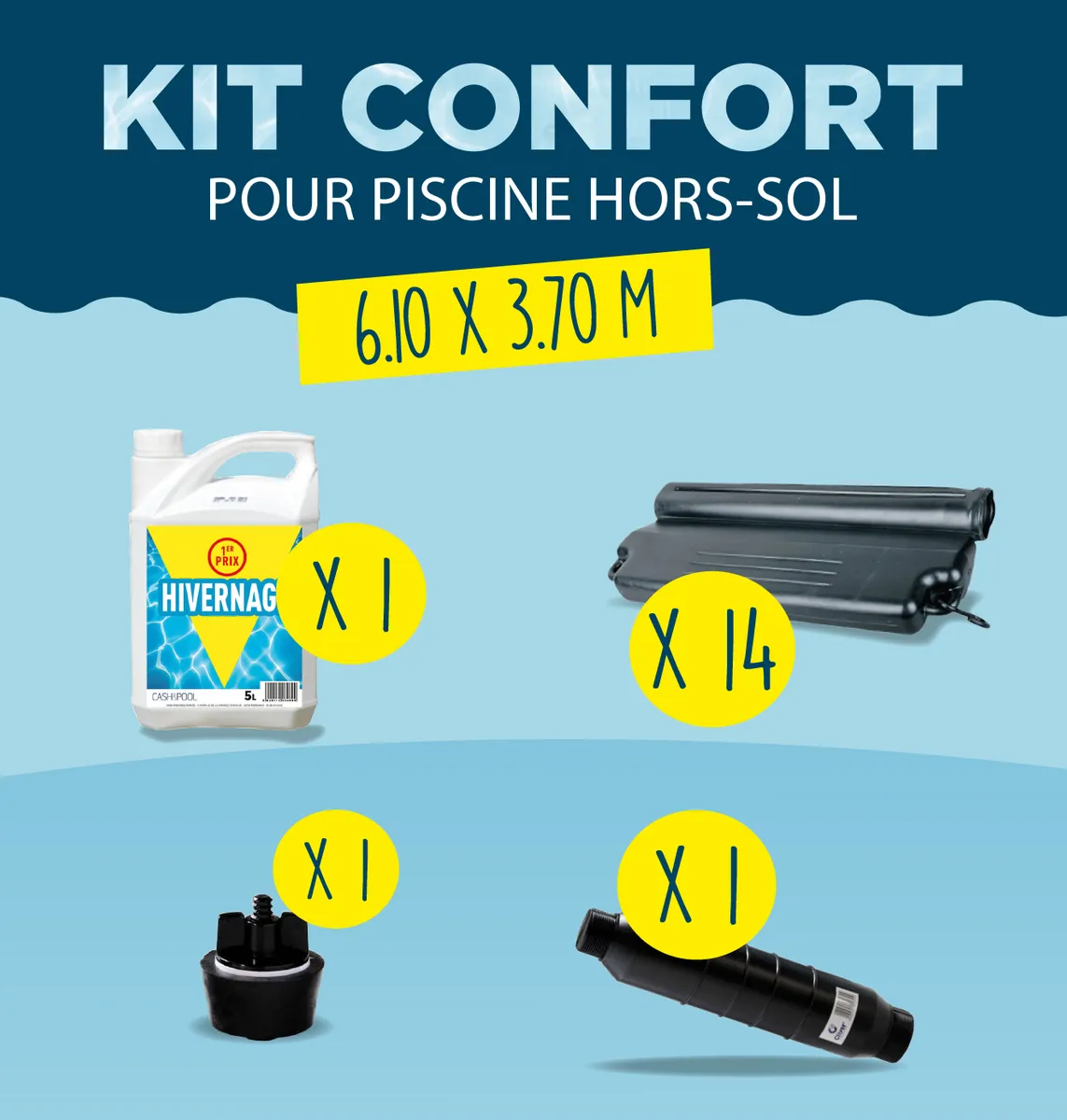 KIT HIVERNAGE CONFORT PISCINE HORS SOL 6,10x3,70